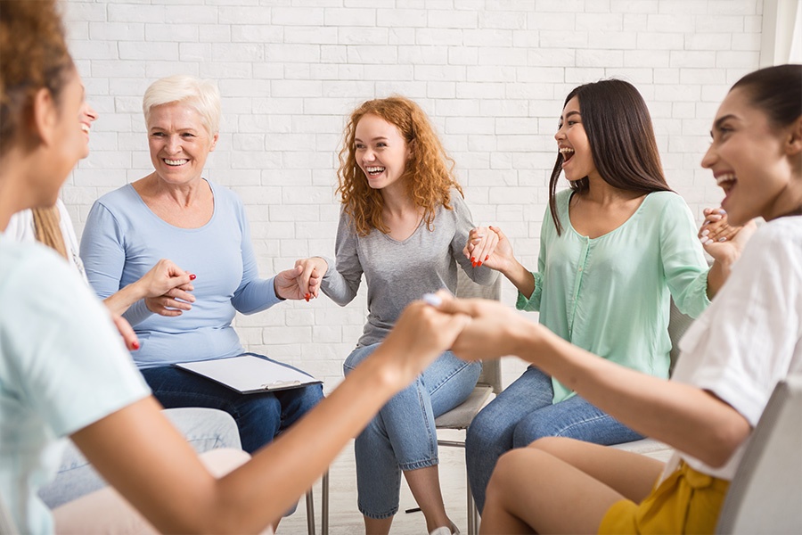 Patients participating in a group counseling session for substance abuse treatment in Jacksonville, Florida Patients participating in a group counseling session for substance abuse treatment in Jacksonville, Florida